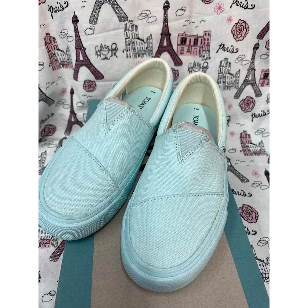 TOMS Alpargata Fenix Slip On Soft Blue Washed Canvas Sneakers Womens 5 10018170